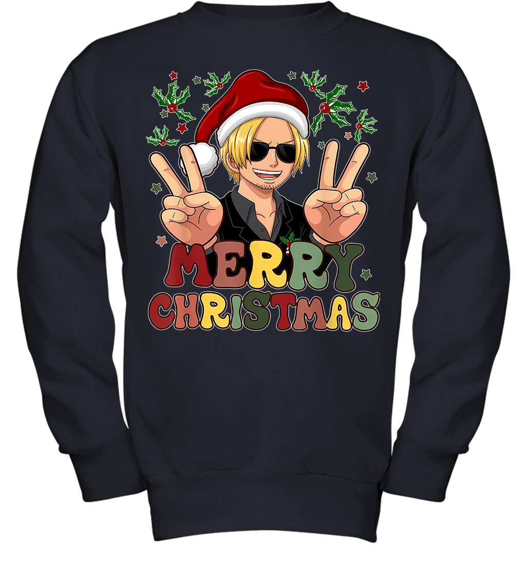 One Piece Sanji Christmas Funny Santa Style Graphic T-shirt