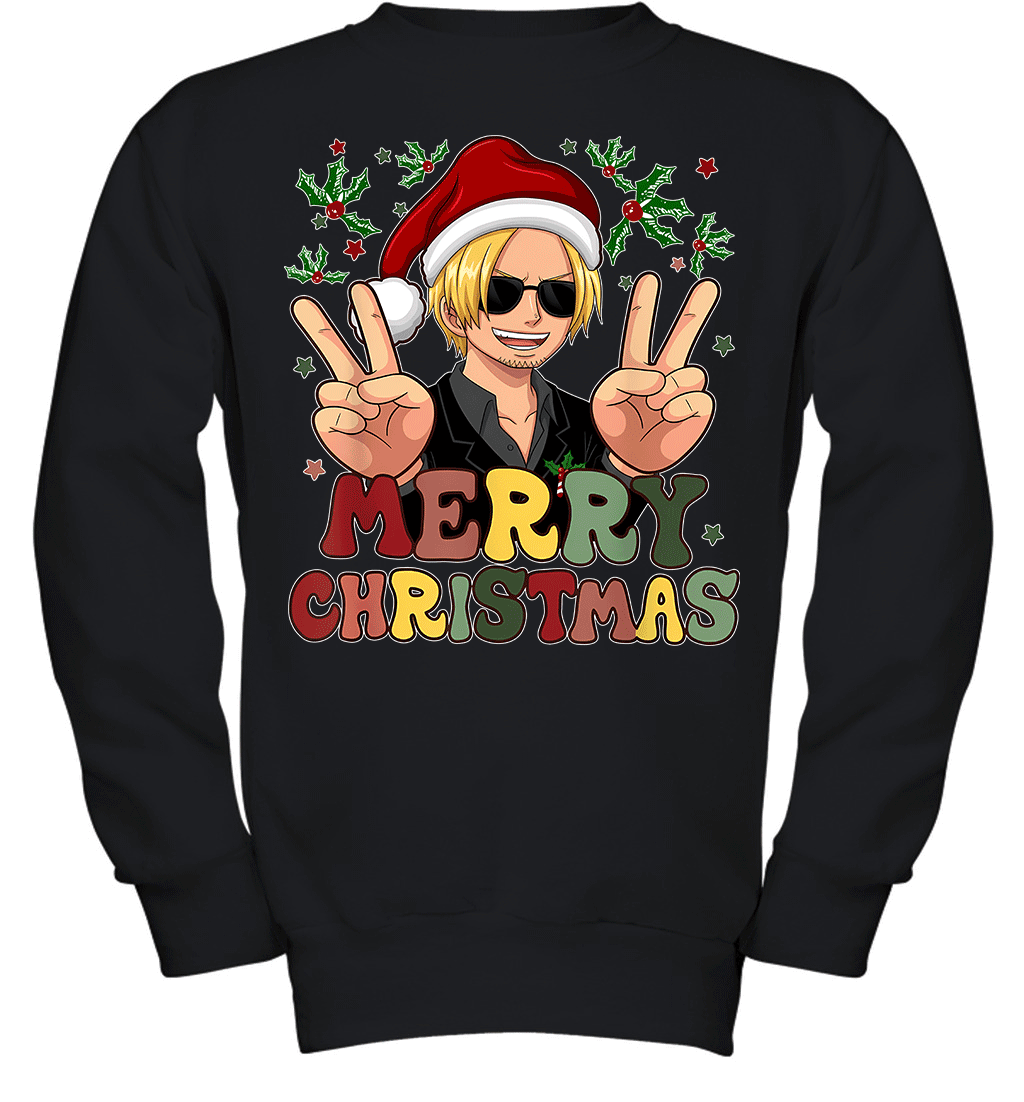 One Piece Sanji Christmas Funny Santa Style Graphic T-shirt