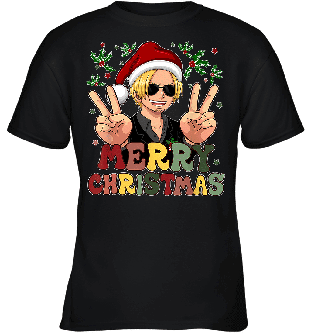 One Piece Sanji Christmas Funny Santa Style Graphic T-shirt