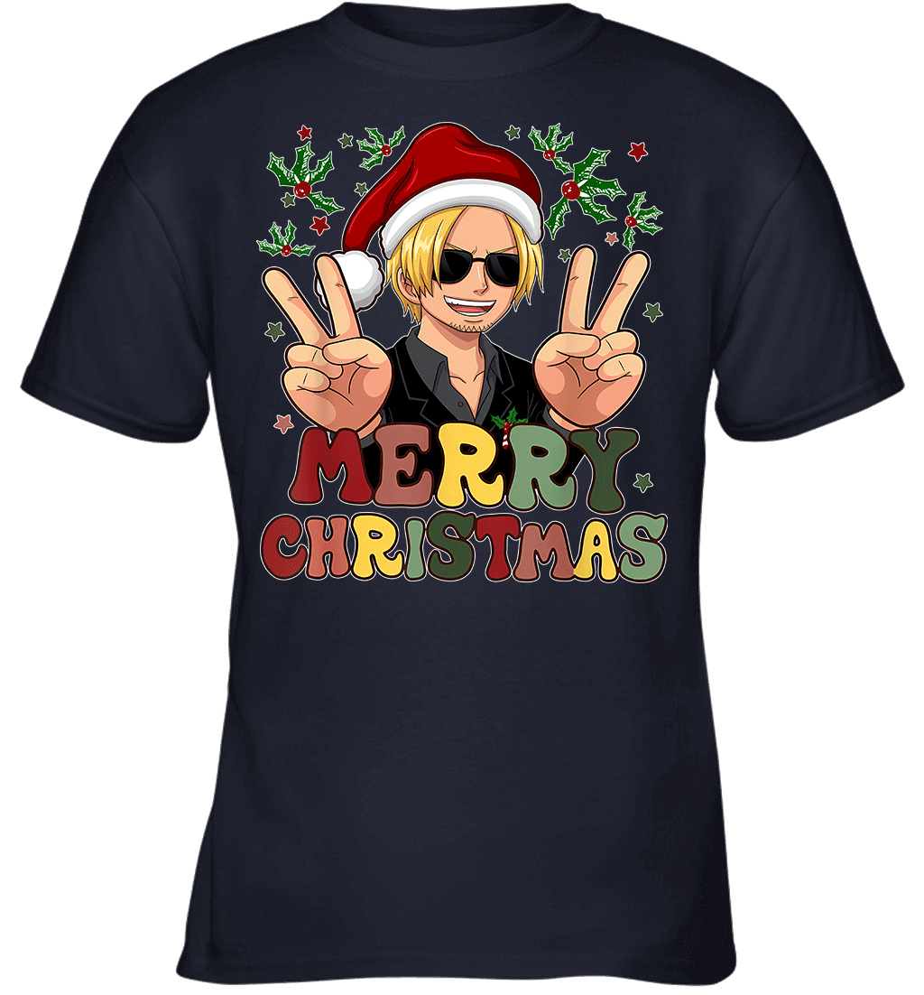 One Piece Sanji Christmas Funny Santa Style Graphic T-shirt