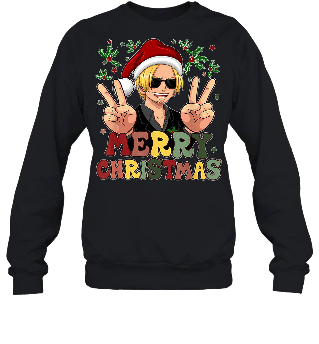 One Piece Sanji Christmas Funny Santa Style Graphic T-shirt