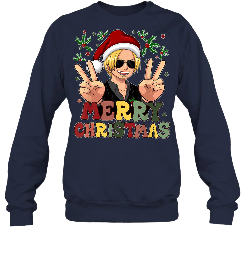 One Piece Sanji Christmas Funny Santa Style Graphic T-shirt