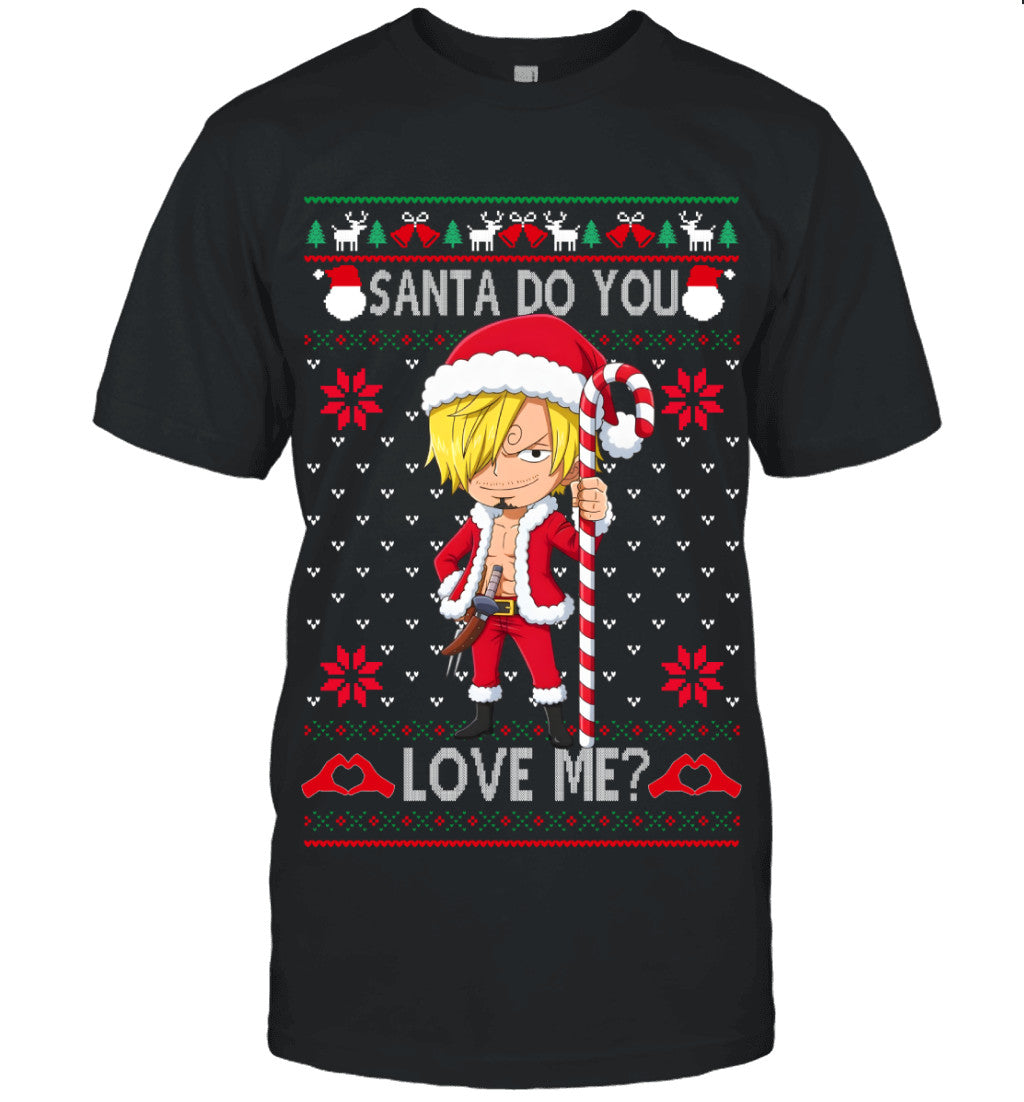 Vinsmoke Sanji One Piece Santa Do You Love Me Ugly Christmas T-Shirt