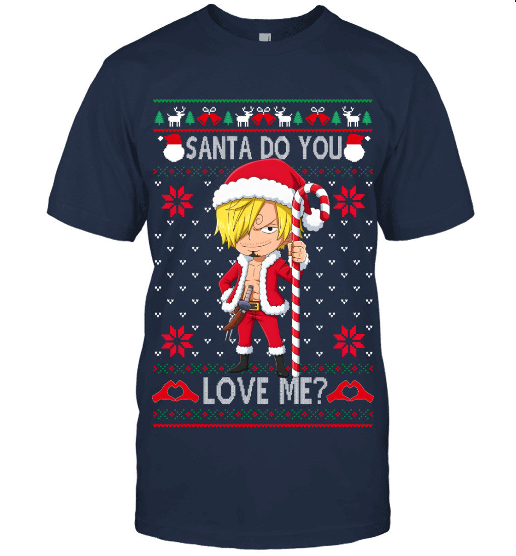 Vinsmoke Sanji One Piece Santa Do You Love Me Ugly Christmas T-Shirt