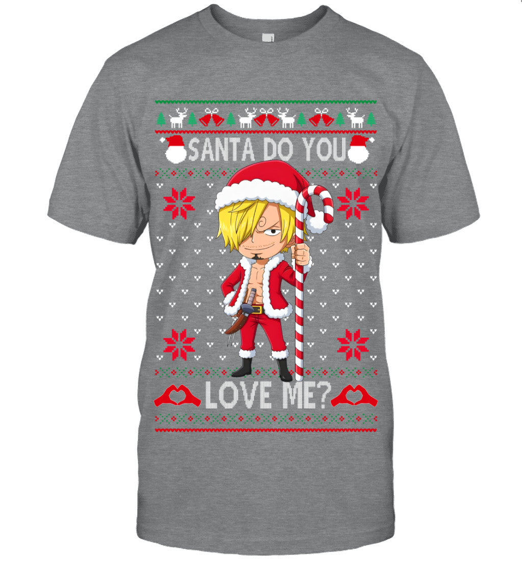 Vinsmoke Sanji One Piece Santa Do You Love Me Ugly Christmas T-Shirt