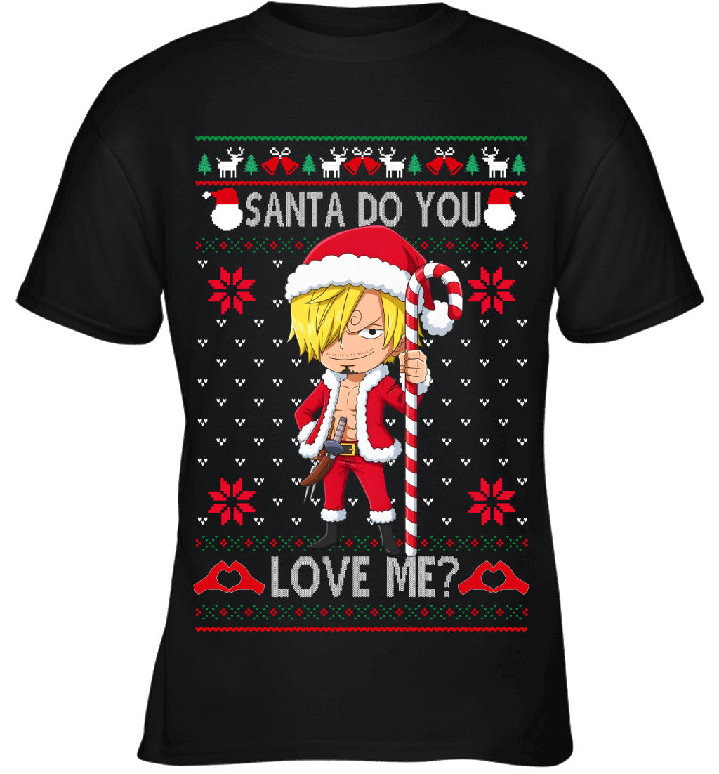 Vinsmoke Sanji One Piece Santa Do You Love Me Ugly Christmas T-Shirt
