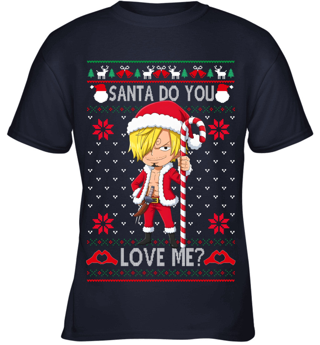 Vinsmoke Sanji One Piece Santa Do You Love Me Ugly Christmas T-Shirt
