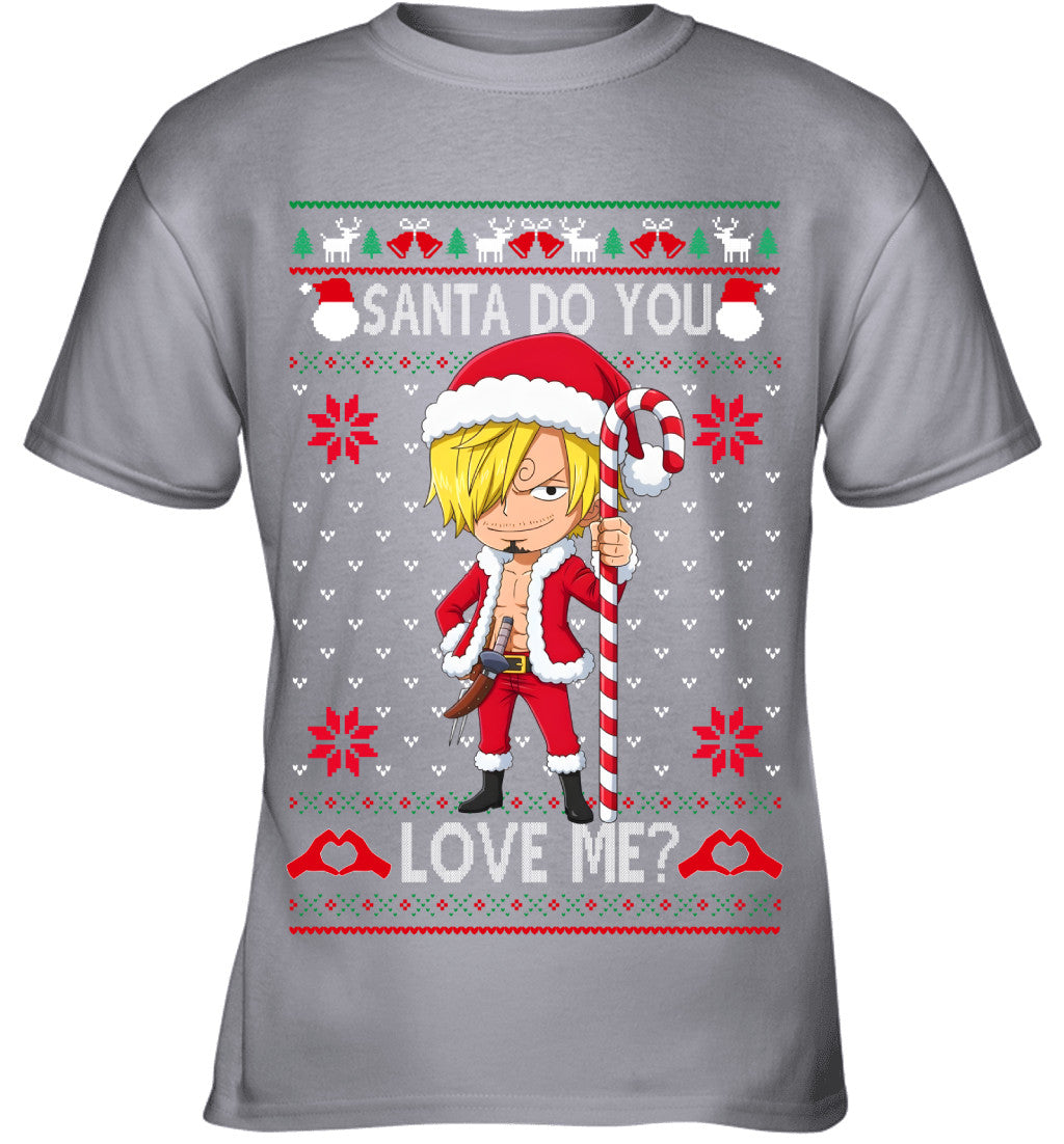 Vinsmoke Sanji One Piece Santa Do You Love Me Ugly Christmas T-Shirt
