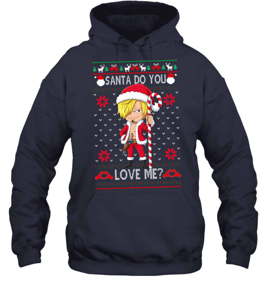 Vinsmoke Sanji One Piece Santa Do You Love Me Ugly Christmas T-Shirt