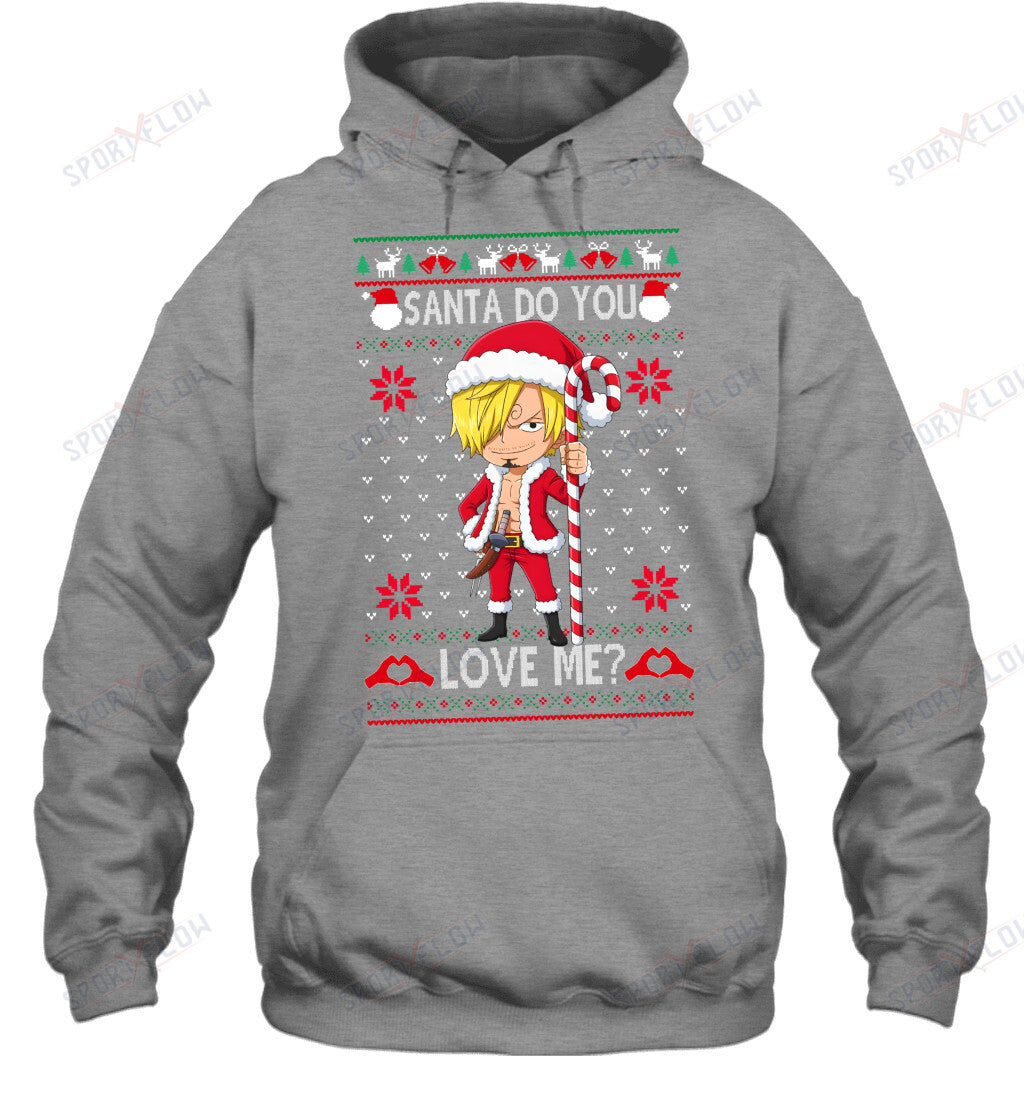 Vinsmoke Sanji One Piece Santa Do You Love Me Ugly Christmas T-Shirt