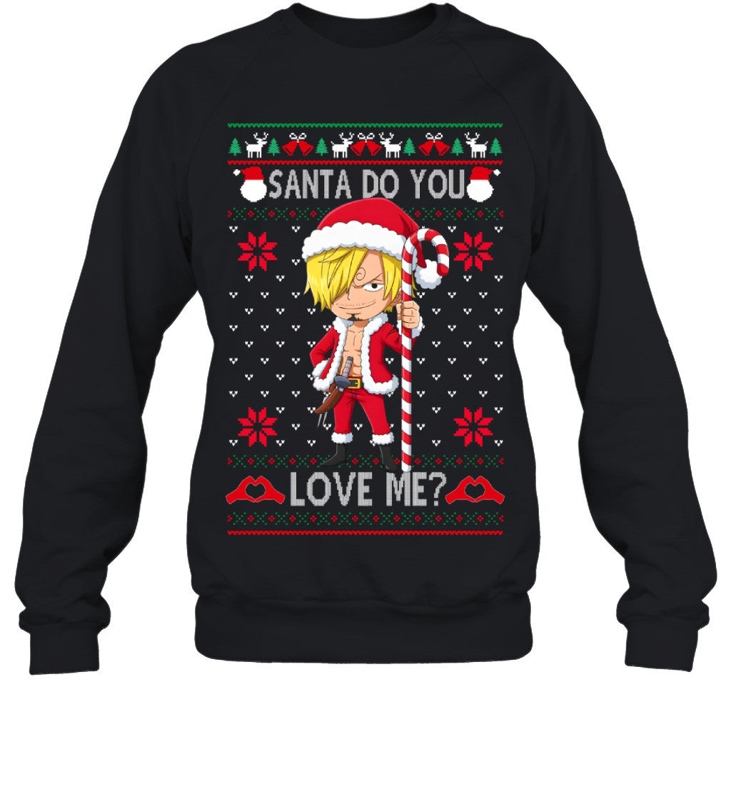 Vinsmoke Sanji One Piece Santa Do You Love Me Ugly Christmas T-Shirt