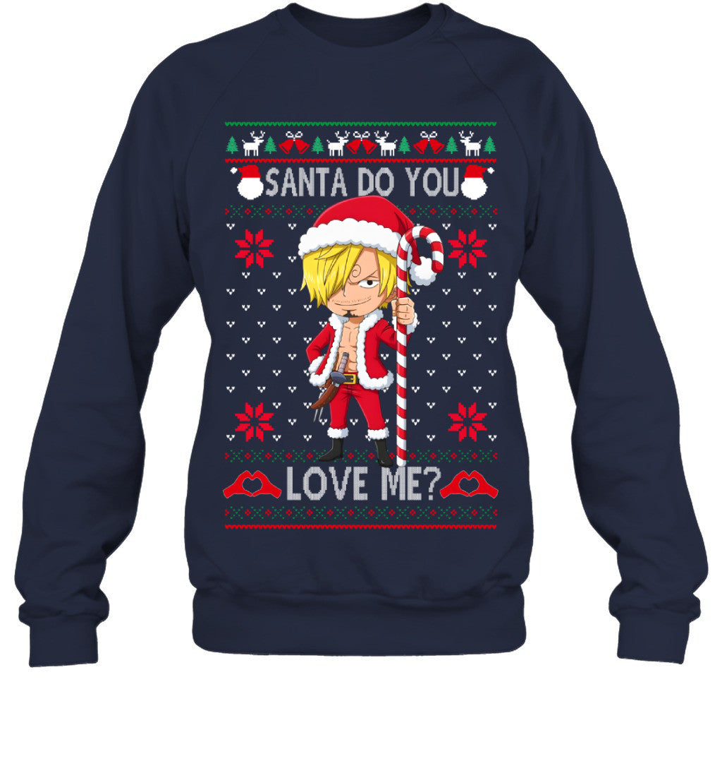 Vinsmoke Sanji One Piece Santa Do You Love Me Ugly Christmas T-Shirt