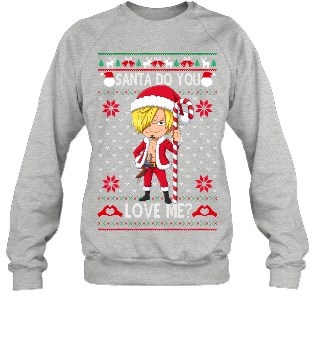 Vinsmoke Sanji One Piece Santa Do You Love Me Ugly Christmas T-Shirt