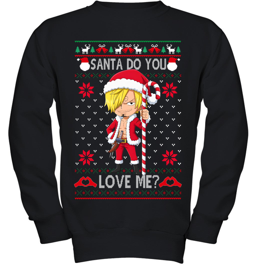 Vinsmoke Sanji One Piece Santa Do You Love Me Ugly Christmas T-Shirt