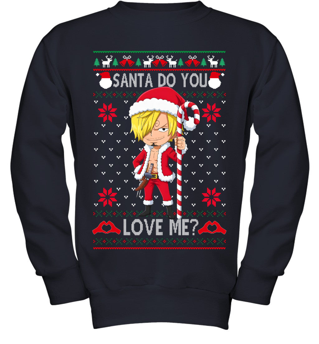 Vinsmoke Sanji One Piece Santa Do You Love Me Ugly Christmas T-Shirt