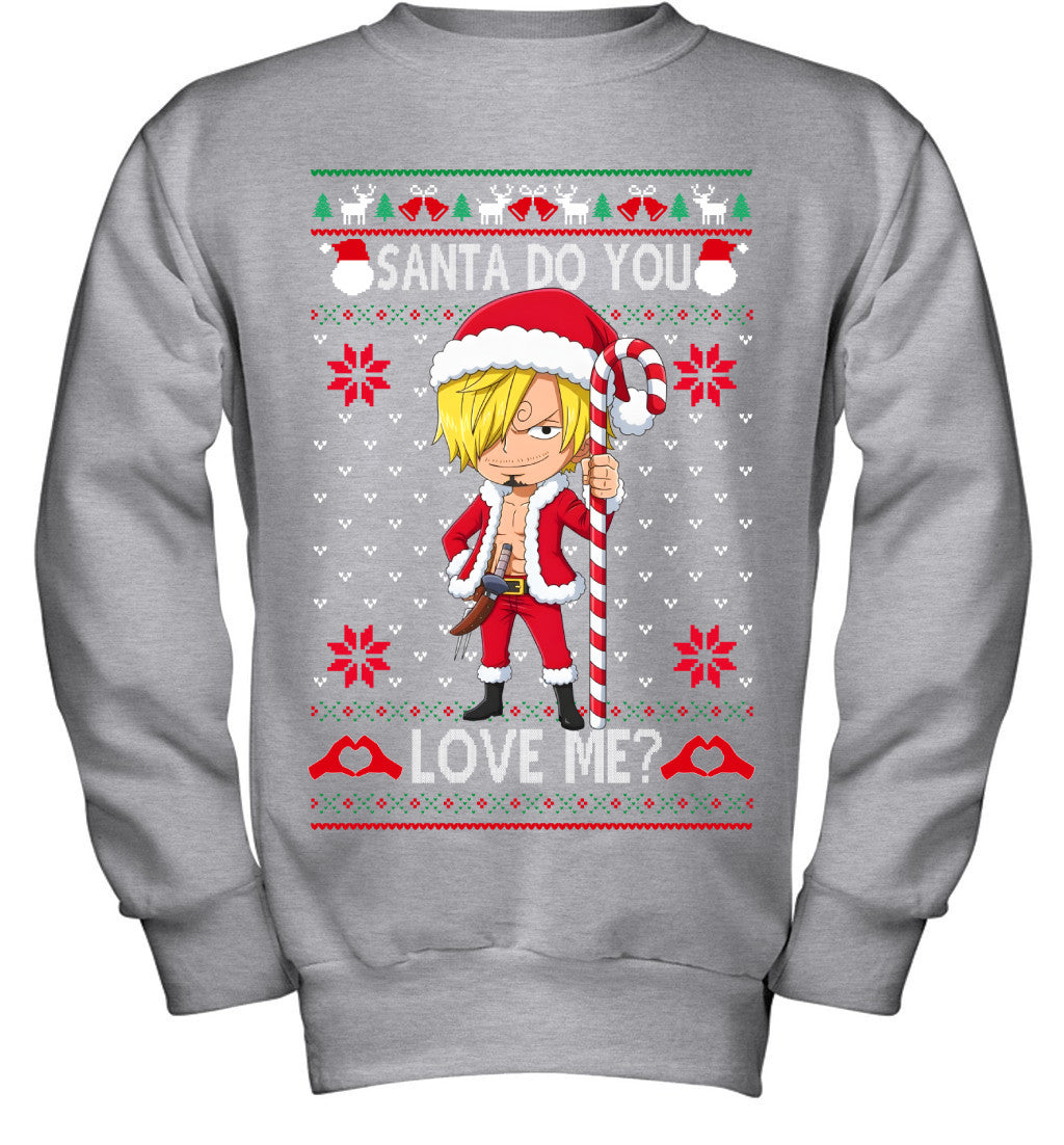 Vinsmoke Sanji One Piece Santa Do You Love Me Ugly Christmas T-Shirt