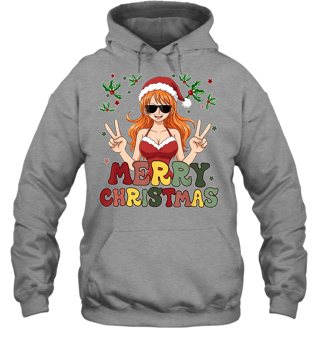 One Piece Nami Christmas Funny Santa Style Graphic T-shirt