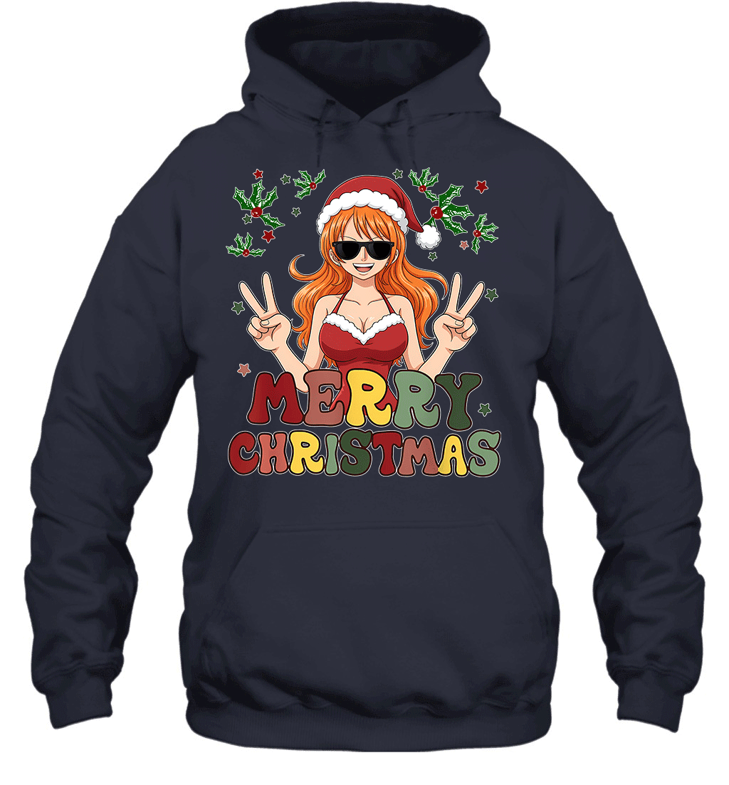 One Piece Nami Christmas Funny Santa Style Graphic T-shirt