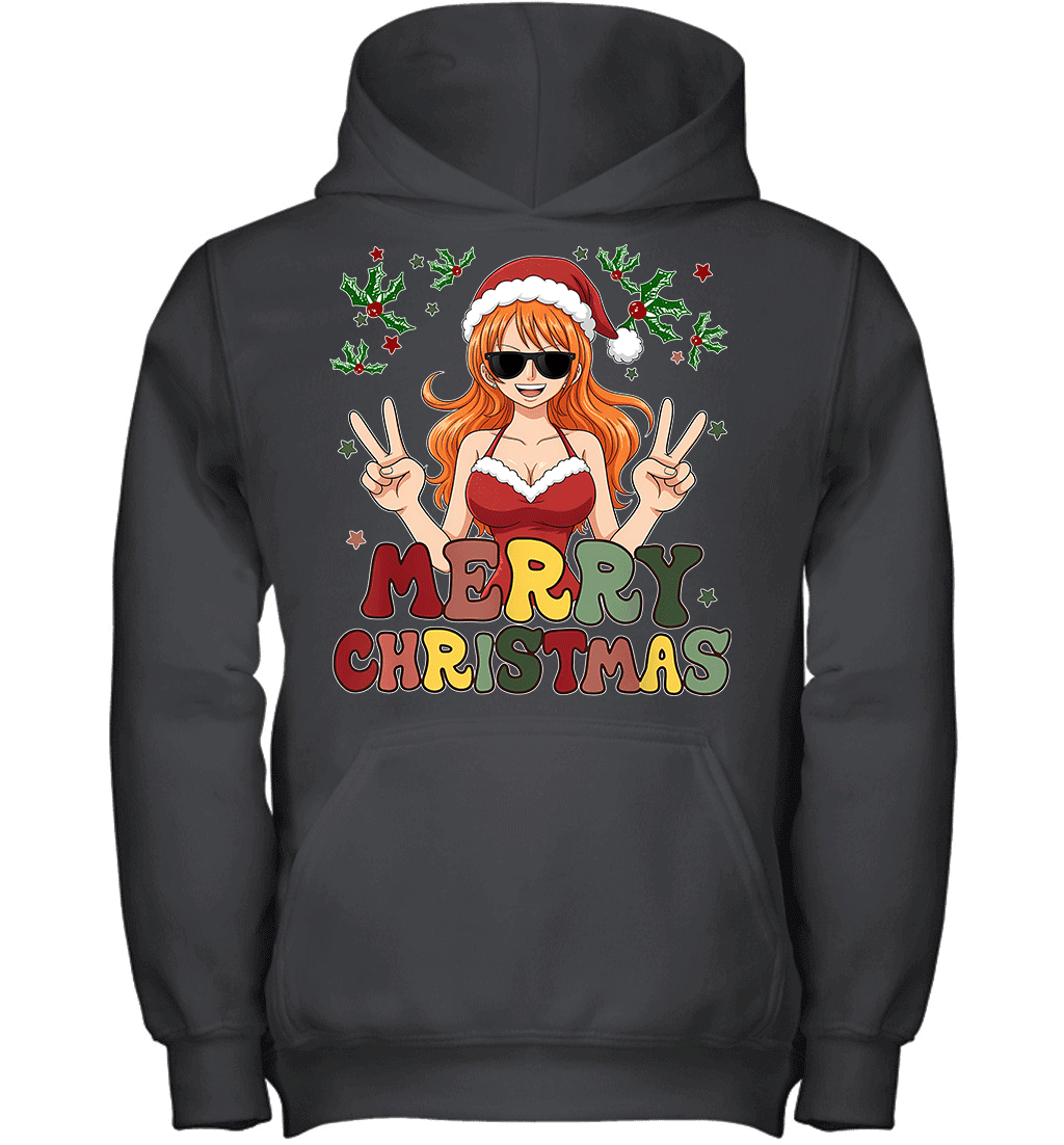 One Piece Nami Christmas Funny Santa Style Graphic T-shirt