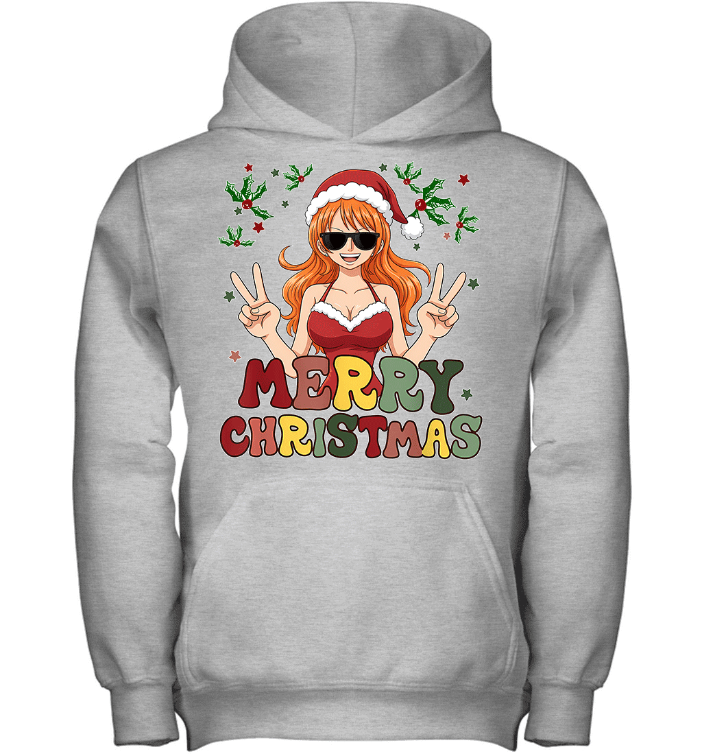 One Piece Nami Christmas Funny Santa Style Graphic T-shirt