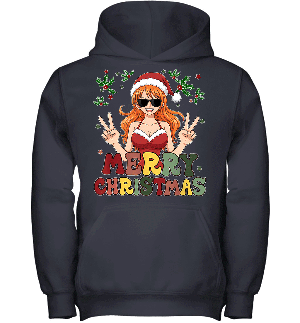 One Piece Nami Christmas Funny Santa Style Graphic T-shirt