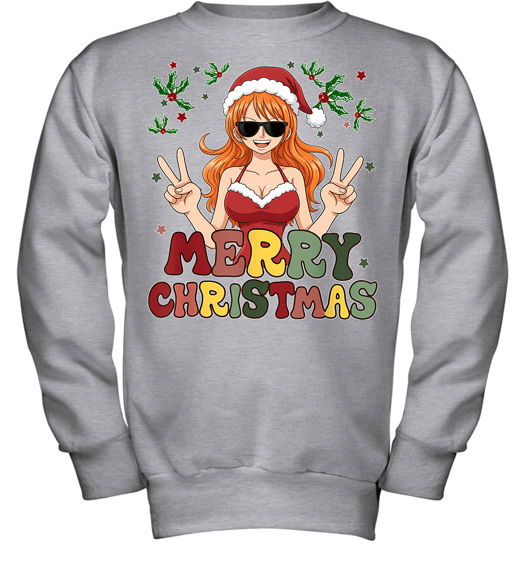 One Piece Nami Christmas Funny Santa Style Graphic T-shirt