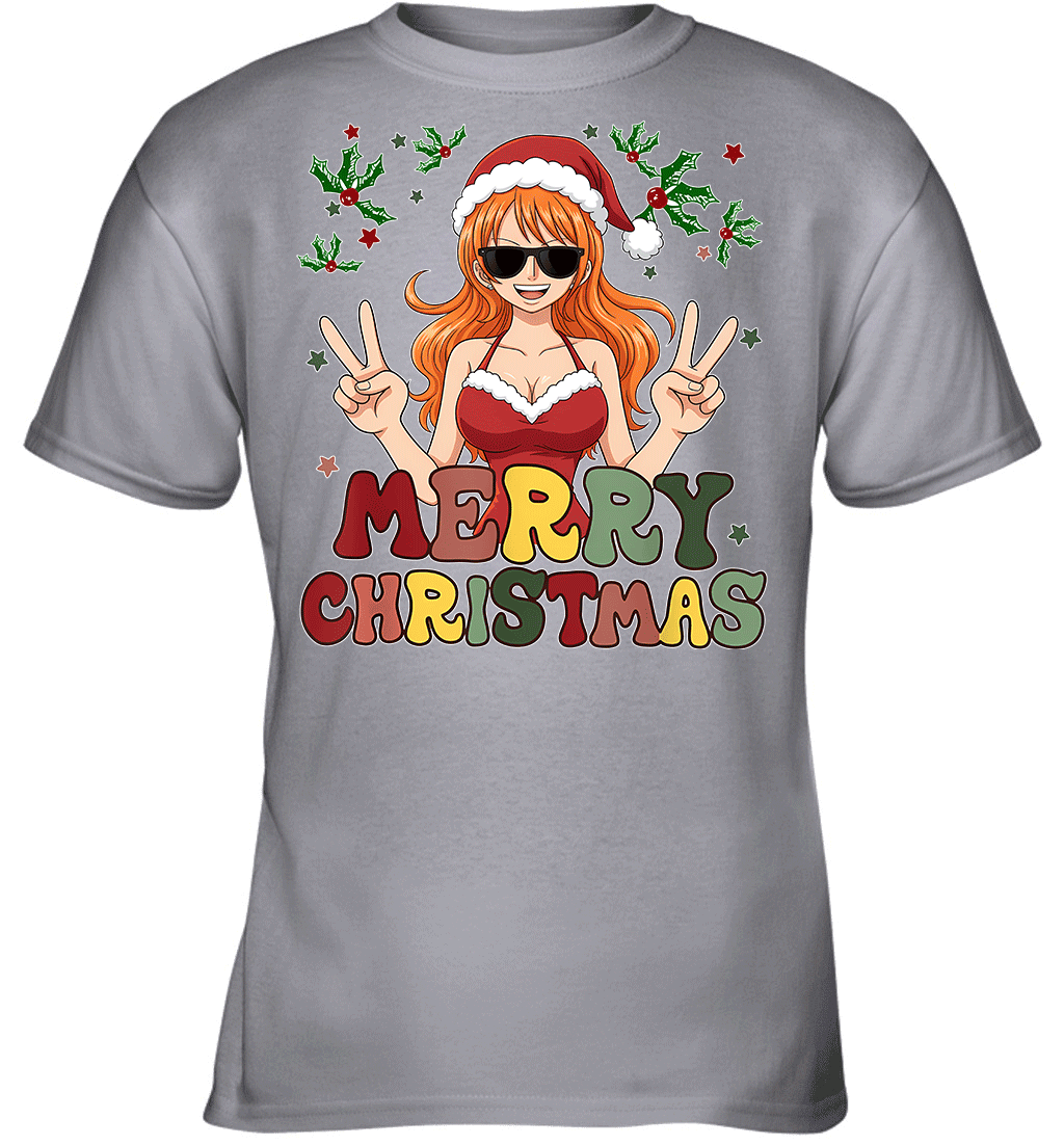 One Piece Nami Christmas Funny Santa Style Graphic T-shirt