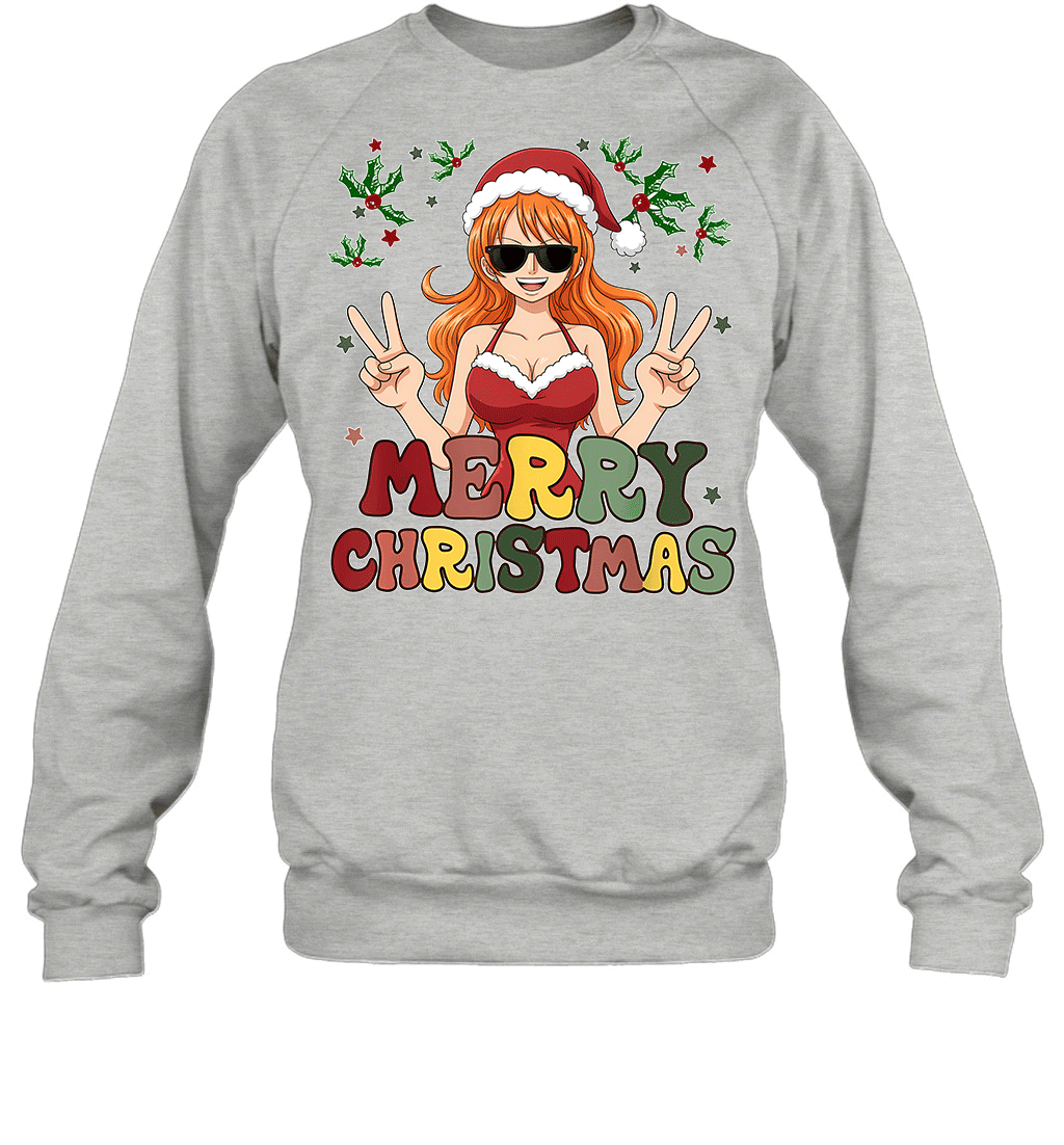 One Piece Nami Christmas Funny Santa Style Graphic T-shirt