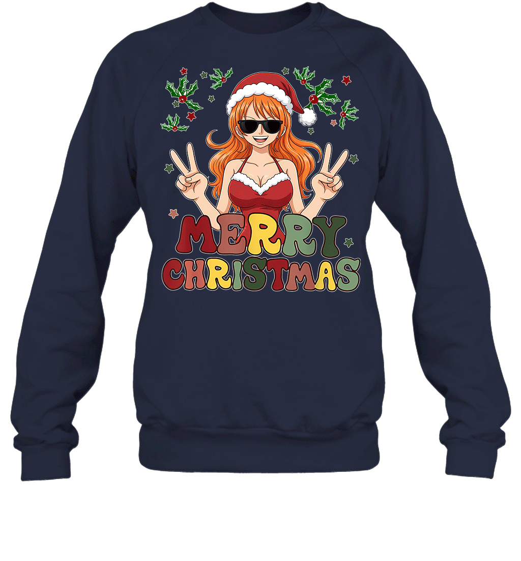 One Piece Nami Christmas Funny Santa Style Graphic T-shirt