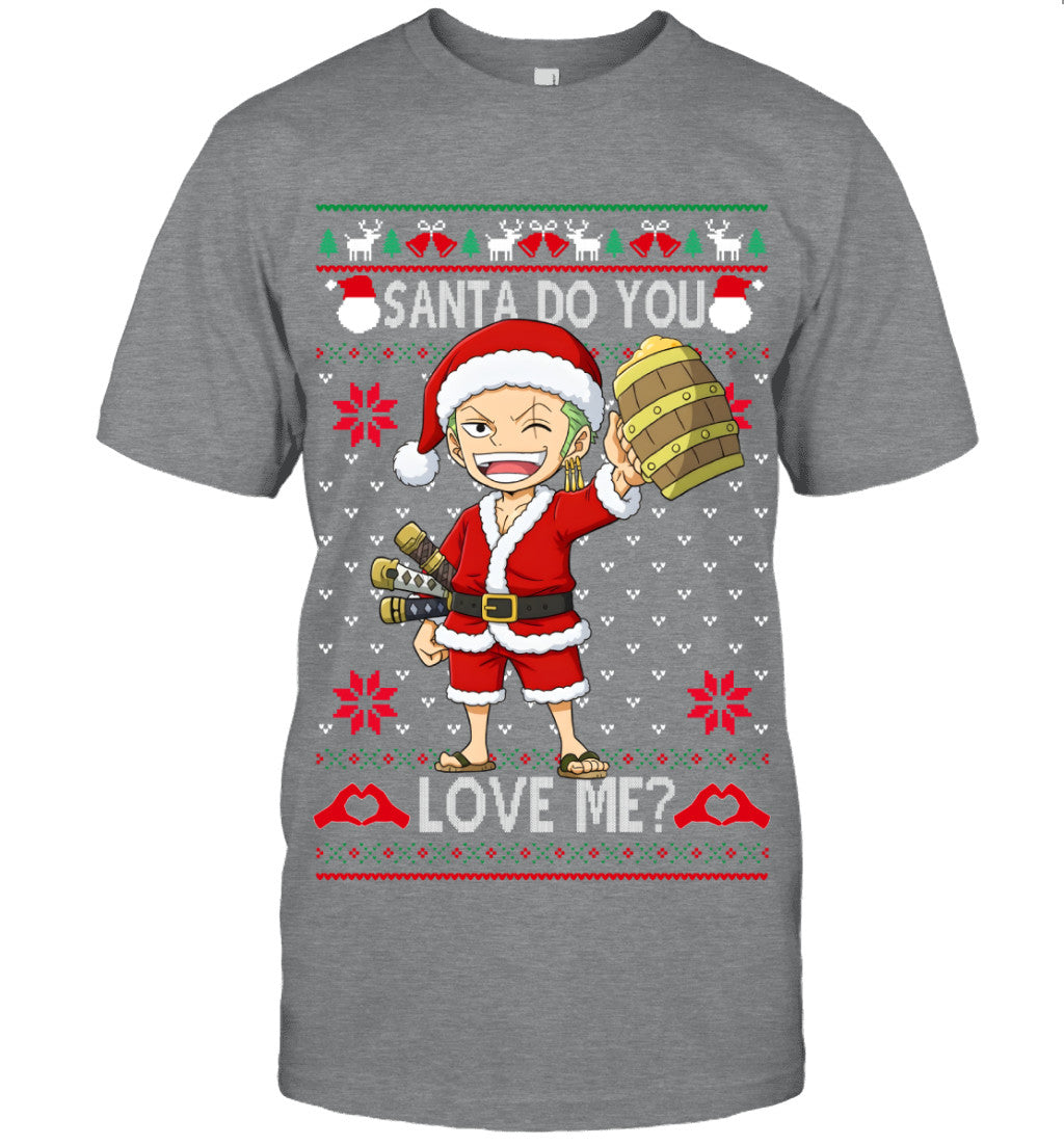 Roronoa Zoro One Piece Santa Do You Love Me Ugly Christmas T-Shirt