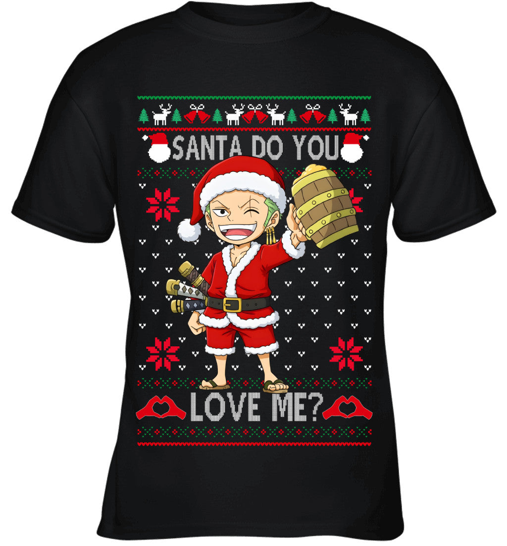 Roronoa Zoro One Piece Santa Do You Love Me Ugly Christmas T-Shirt