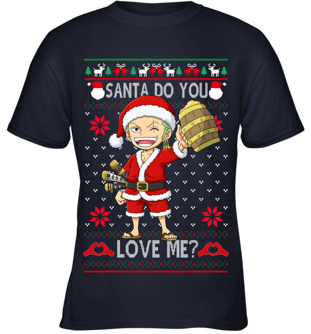 Roronoa Zoro One Piece Santa Do You Love Me Ugly Christmas T-Shirt