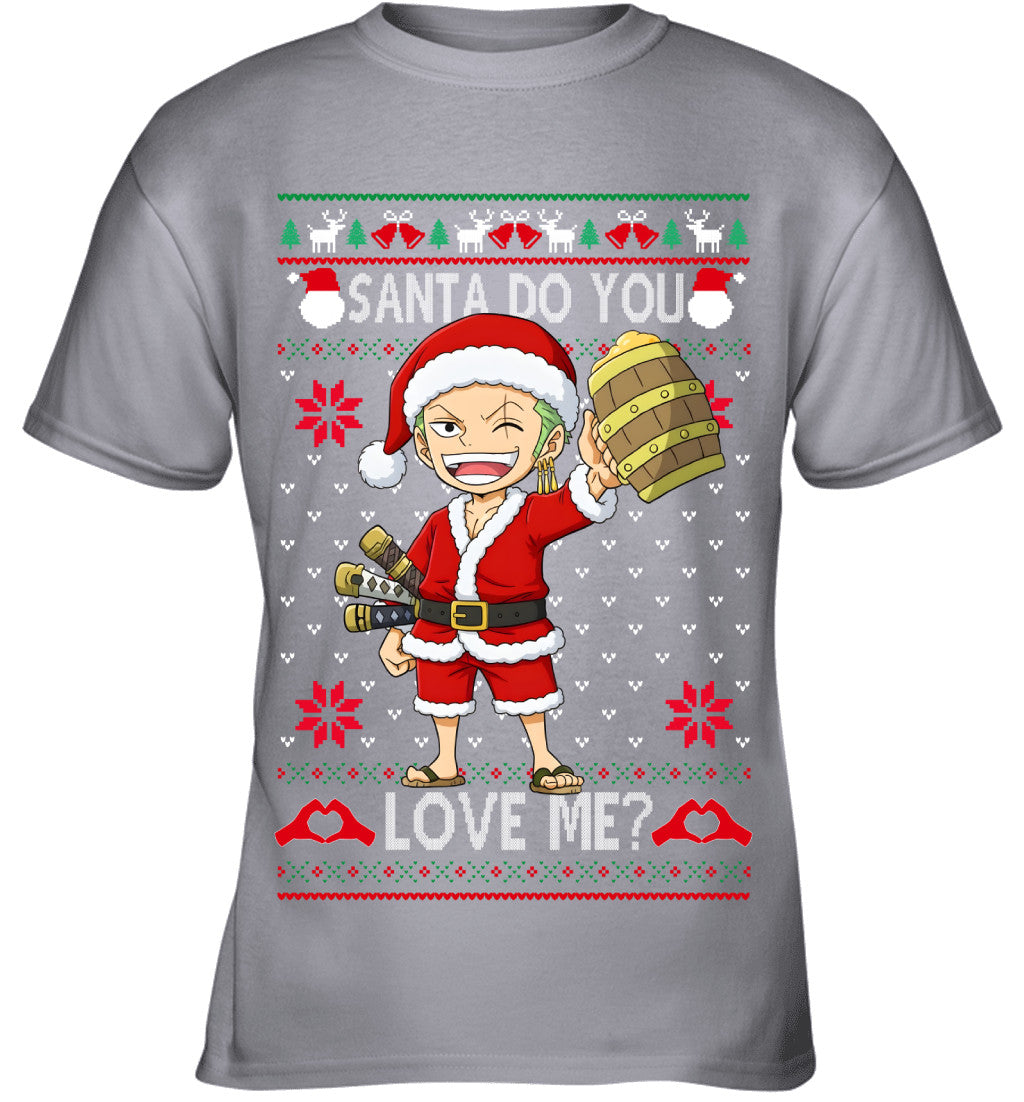 Roronoa Zoro One Piece Santa Do You Love Me Ugly Christmas T-Shirt