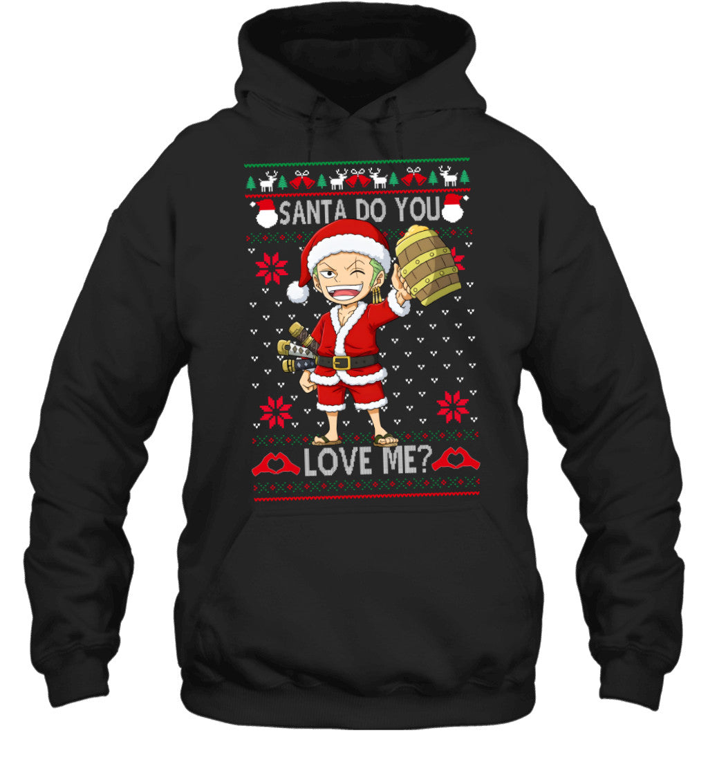 Roronoa Zoro One Piece Santa Do You Love Me Ugly Christmas T-Shirt