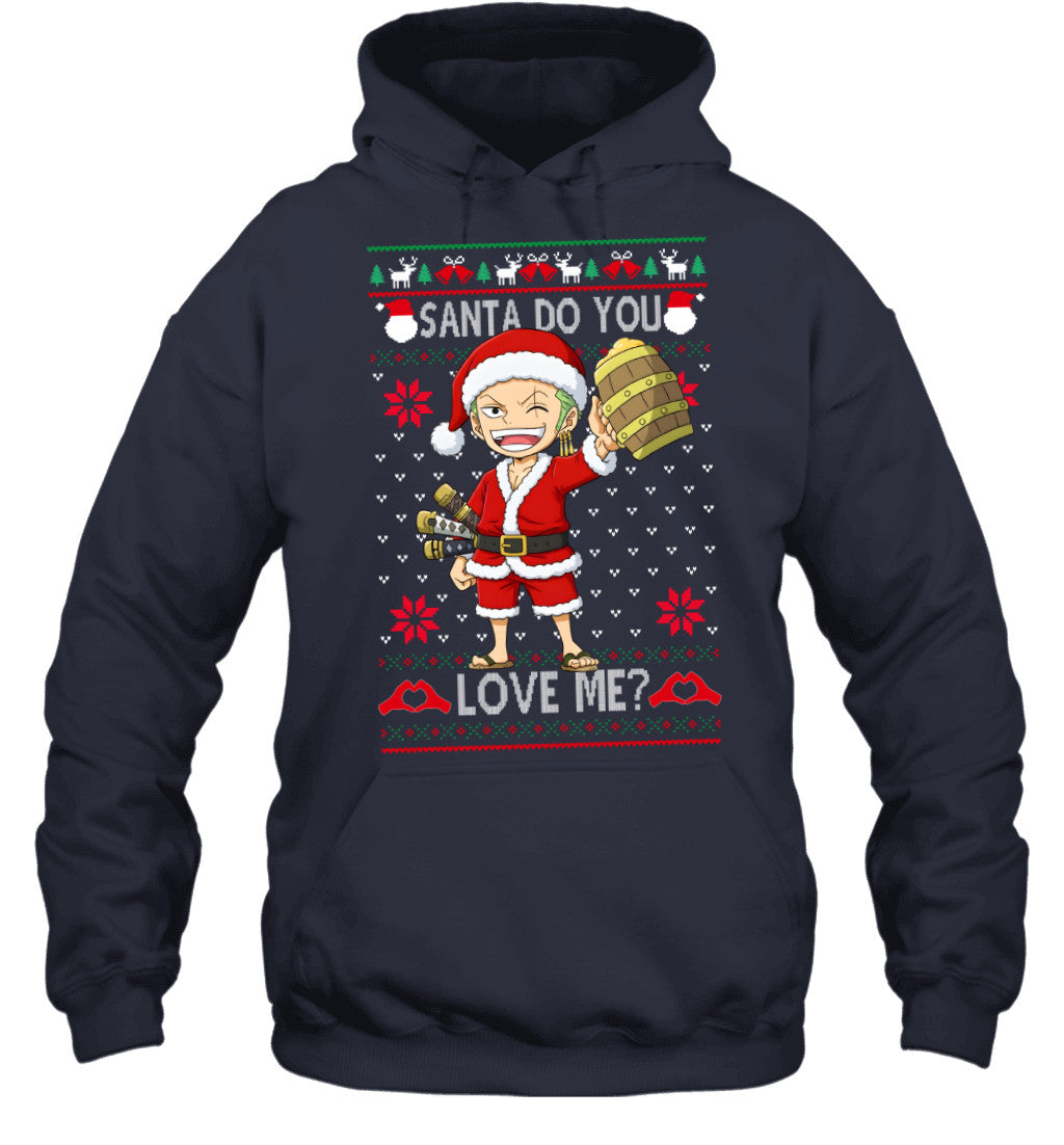Roronoa Zoro One Piece Santa Do You Love Me Ugly Christmas T-Shirt