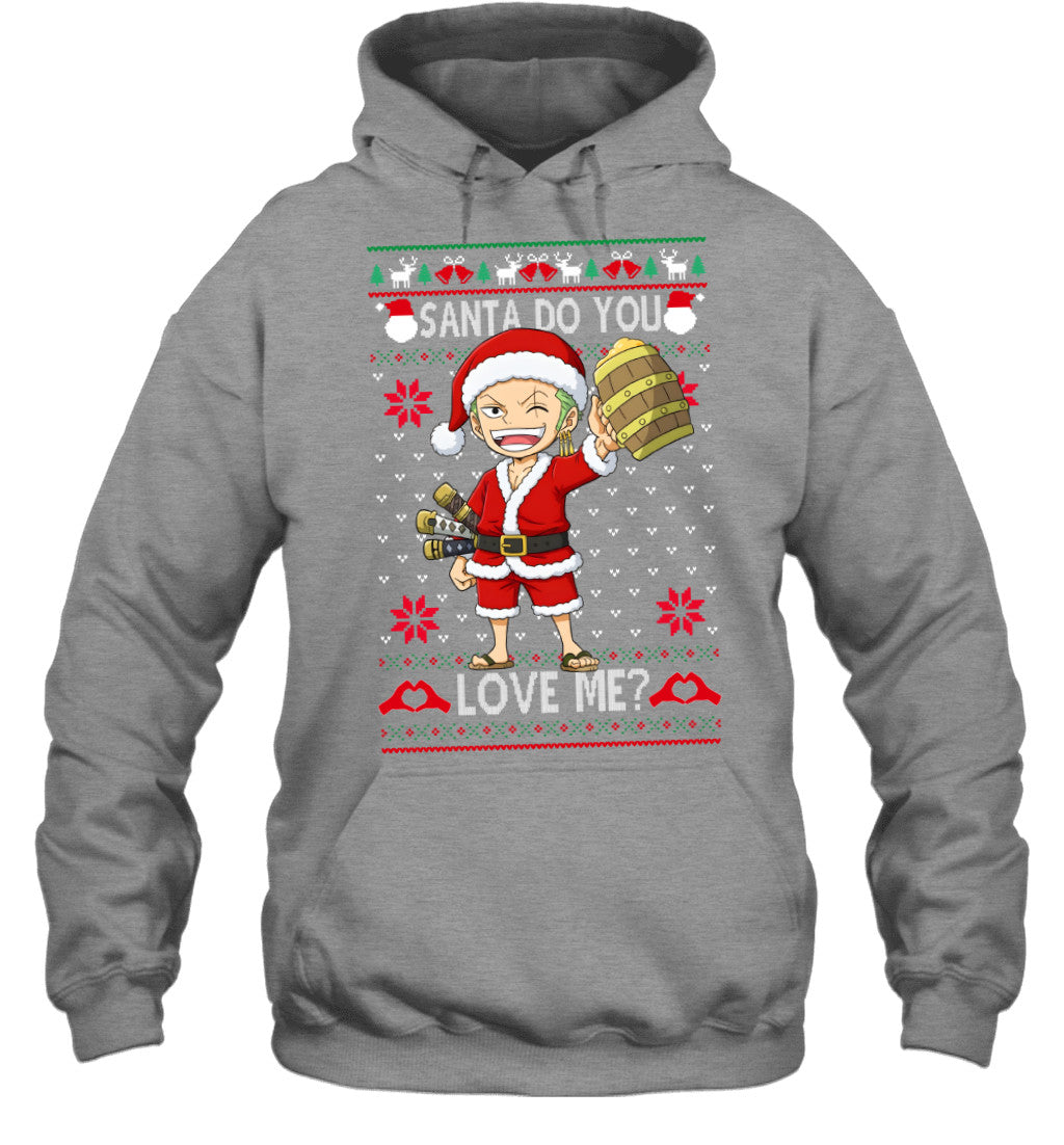 Roronoa Zoro One Piece Santa Do You Love Me Ugly Christmas T-Shirt