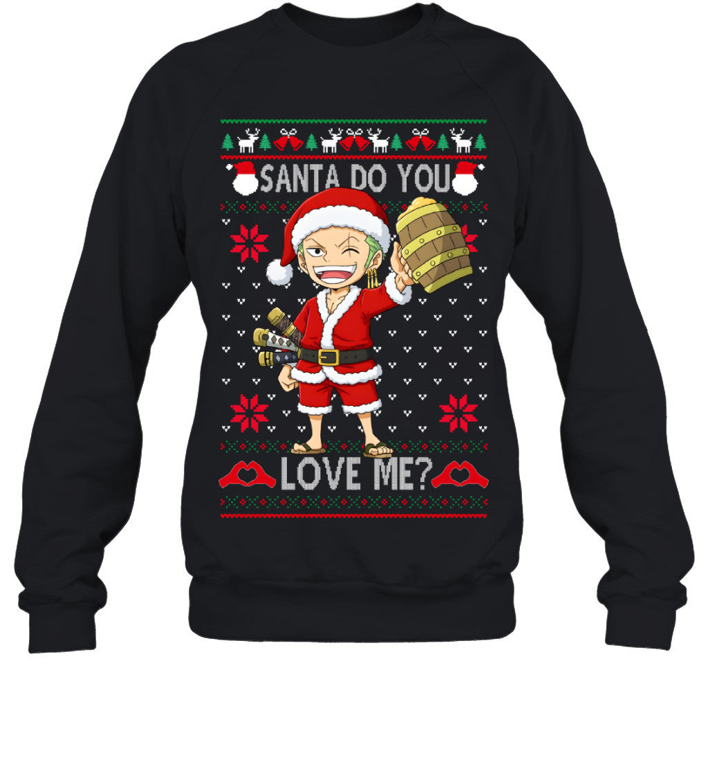 Roronoa Zoro One Piece Santa Do You Love Me Ugly Christmas T-Shirt