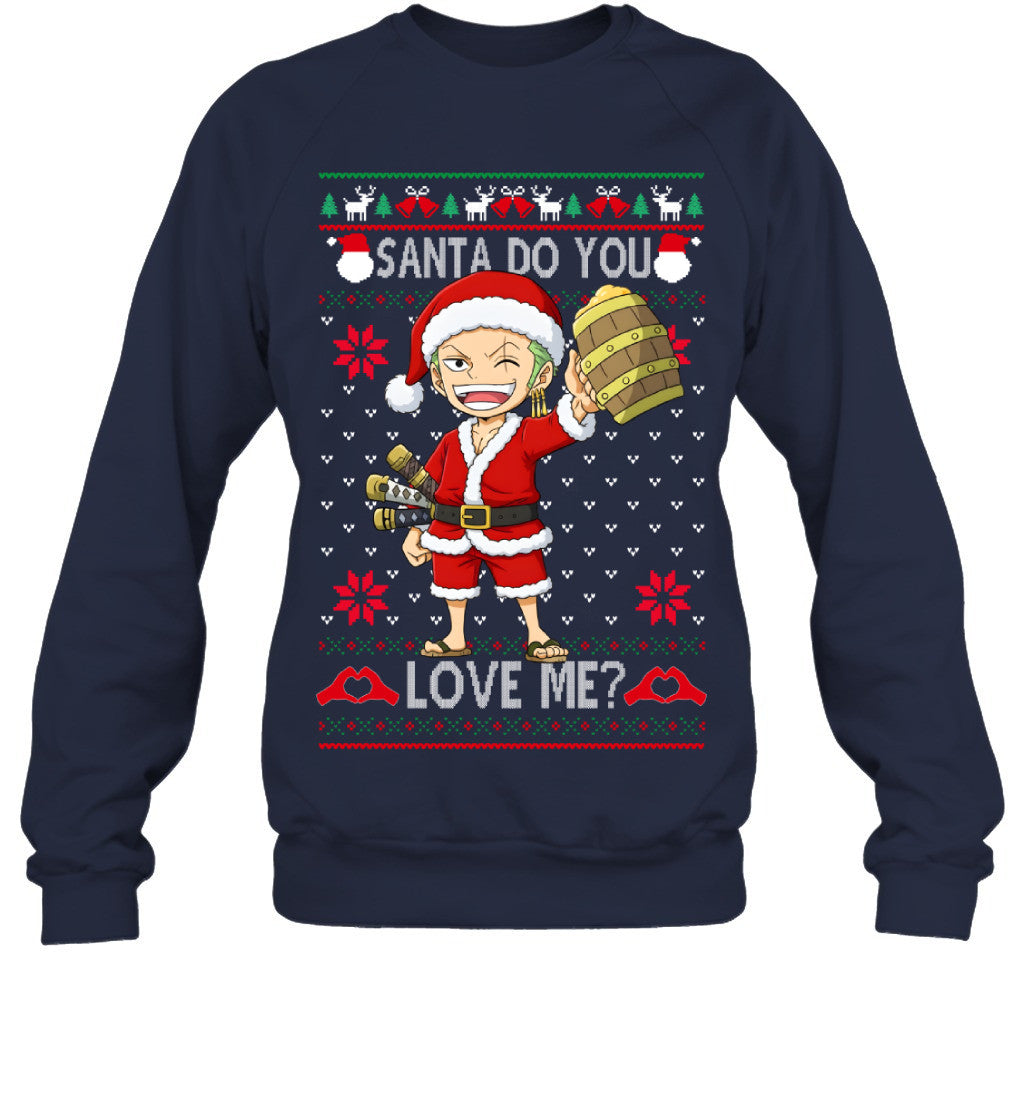 Roronoa Zoro One Piece Santa Do You Love Me Ugly Christmas T-Shirt