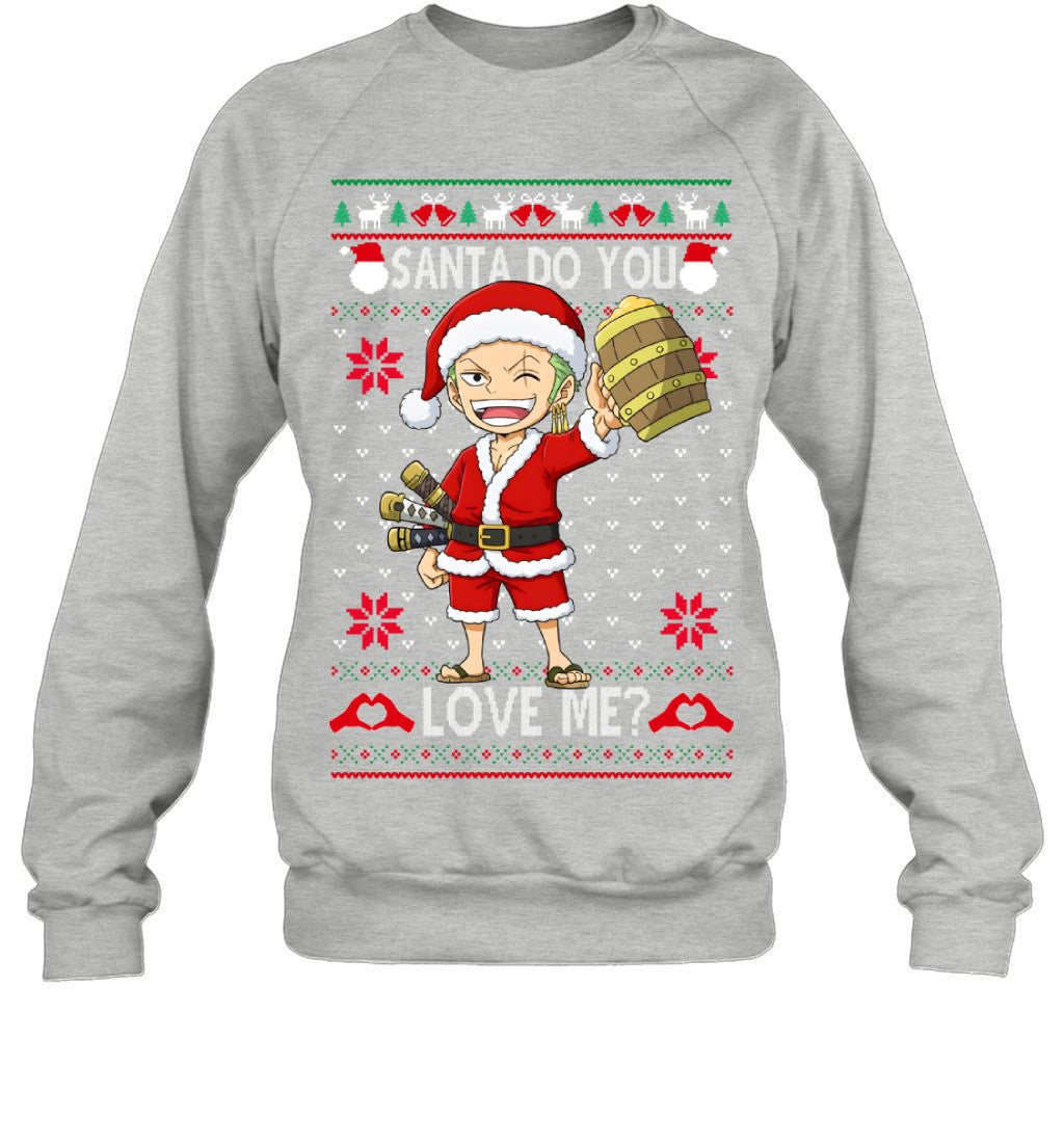 Roronoa Zoro One Piece Santa Do You Love Me Ugly Christmas T-Shirt