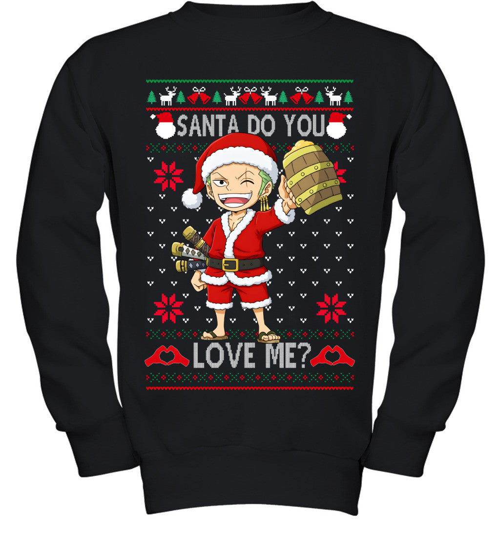 Roronoa Zoro One Piece Santa Do You Love Me Ugly Christmas T-Shirt
