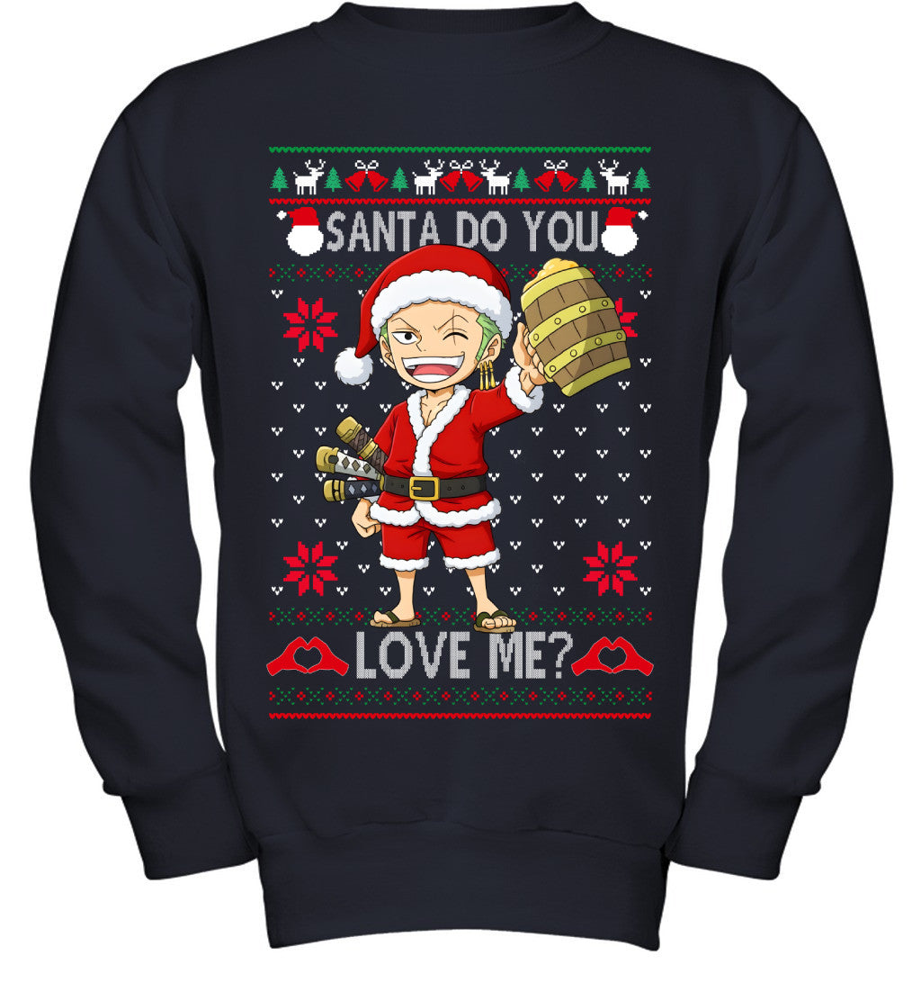 Roronoa Zoro One Piece Santa Do You Love Me Ugly Christmas T-Shirt