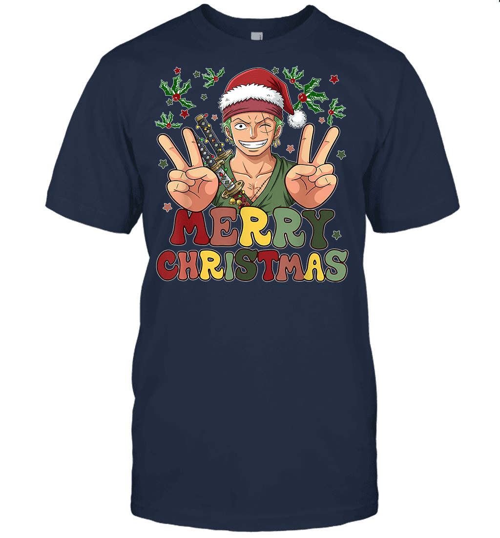 One Piece Zoro Christmas Funny Santa Style Graphic T-shirt