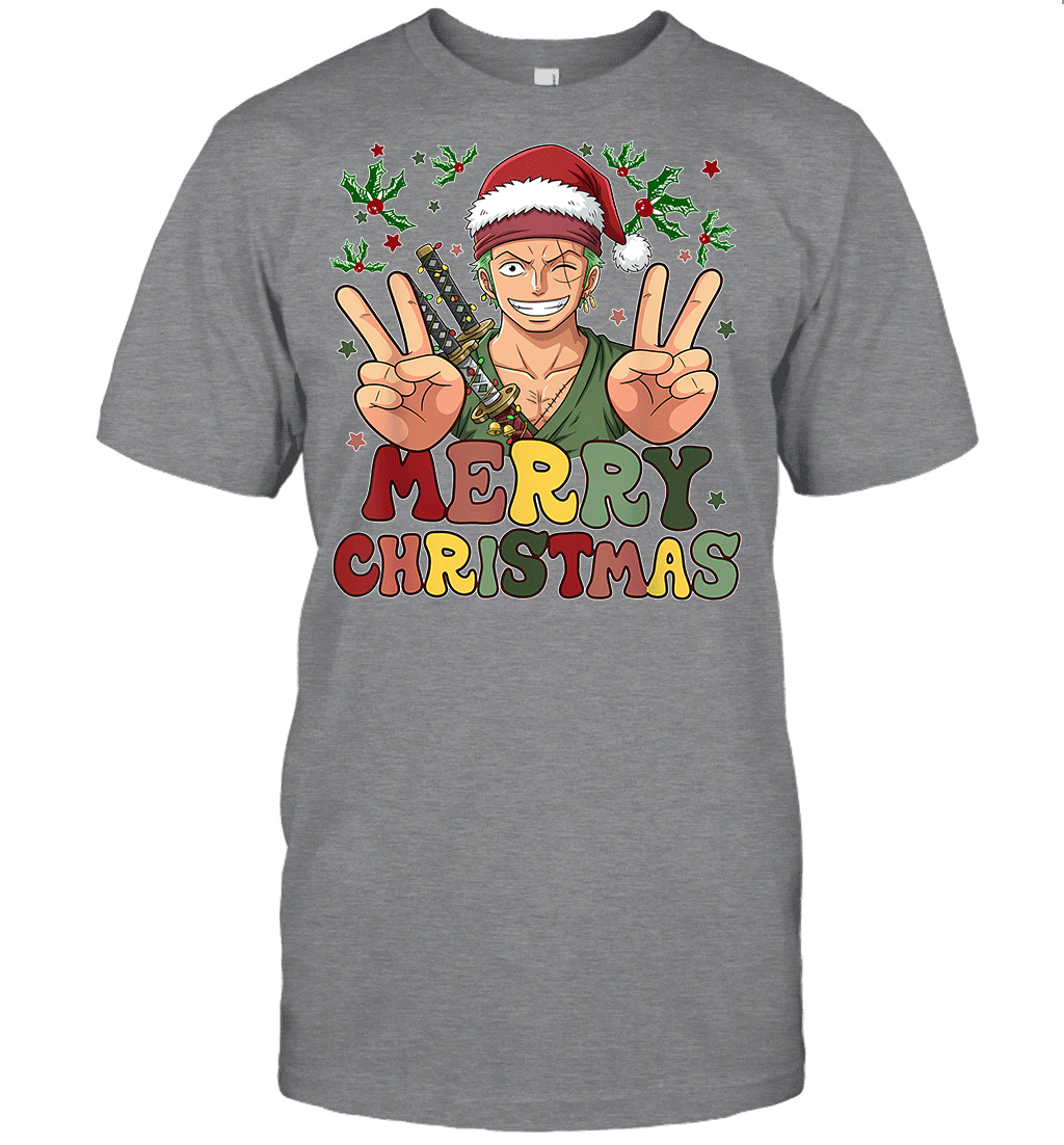 One Piece Zoro Christmas Funny Santa Style Graphic T-shirt