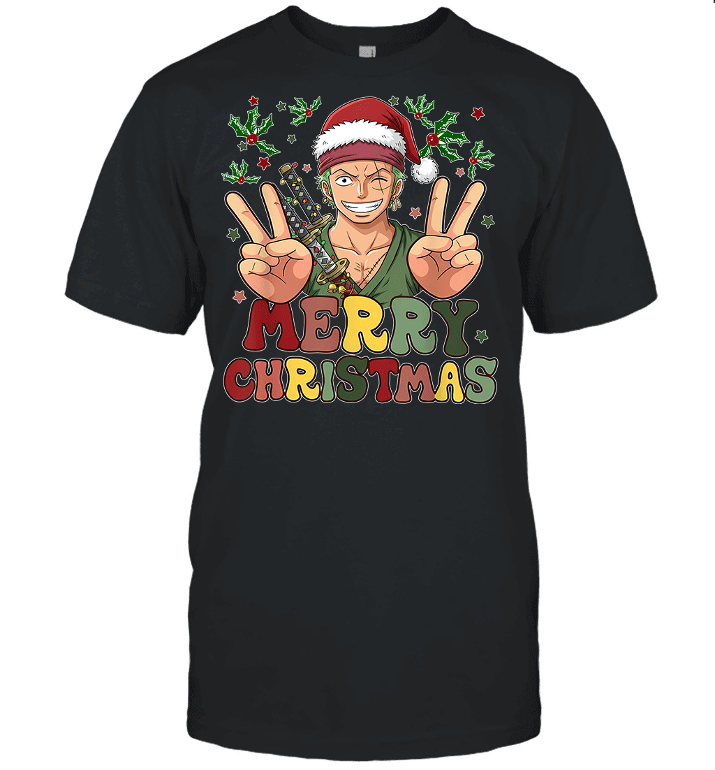 One Piece Zoro Christmas Funny Santa Style Graphic T-shirt