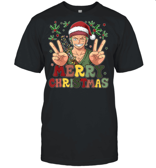 One Piece Zoro Christmas Funny Santa Style Graphic T-shirt