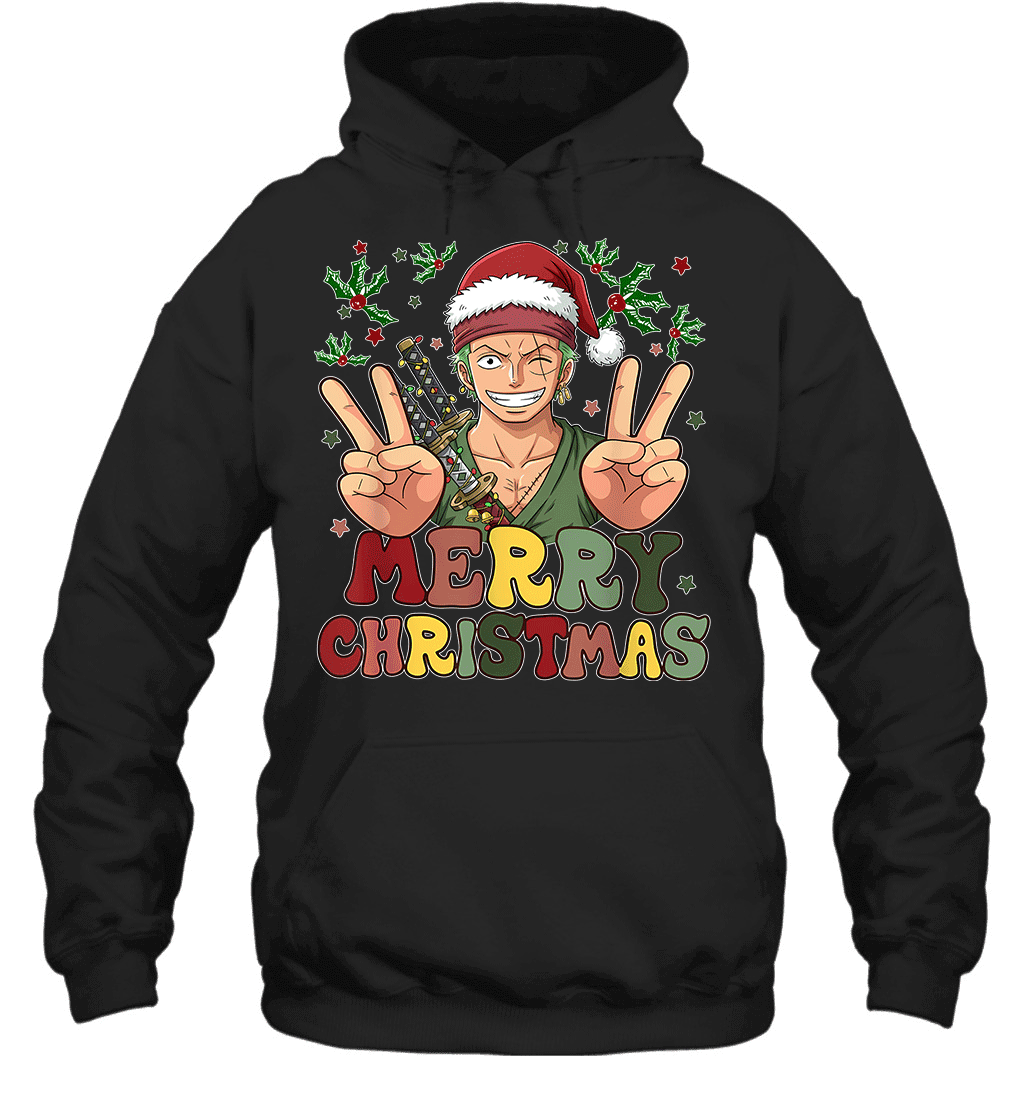 One Piece Zoro Christmas Funny Santa Style Graphic T-shirt