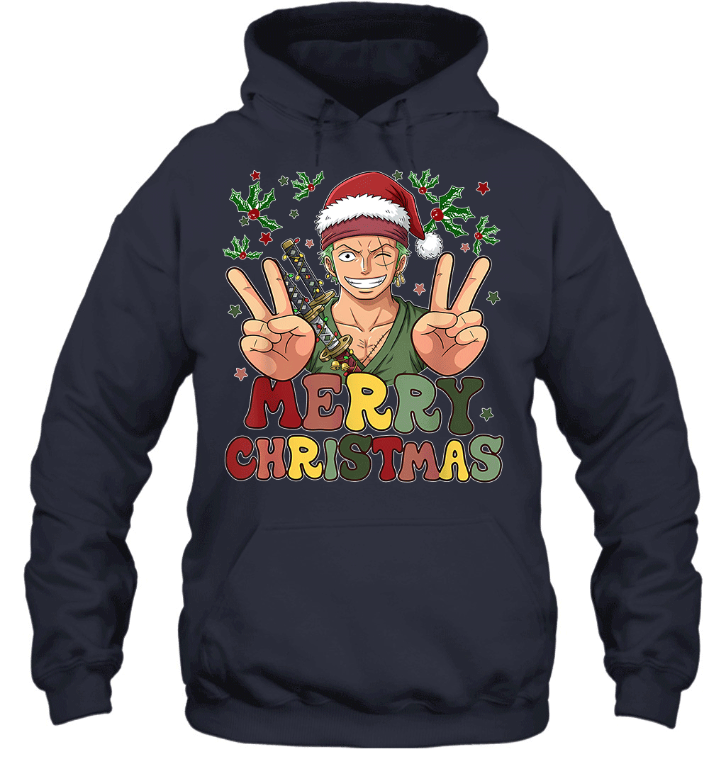 One Piece Zoro Christmas Funny Santa Style Graphic T-shirt