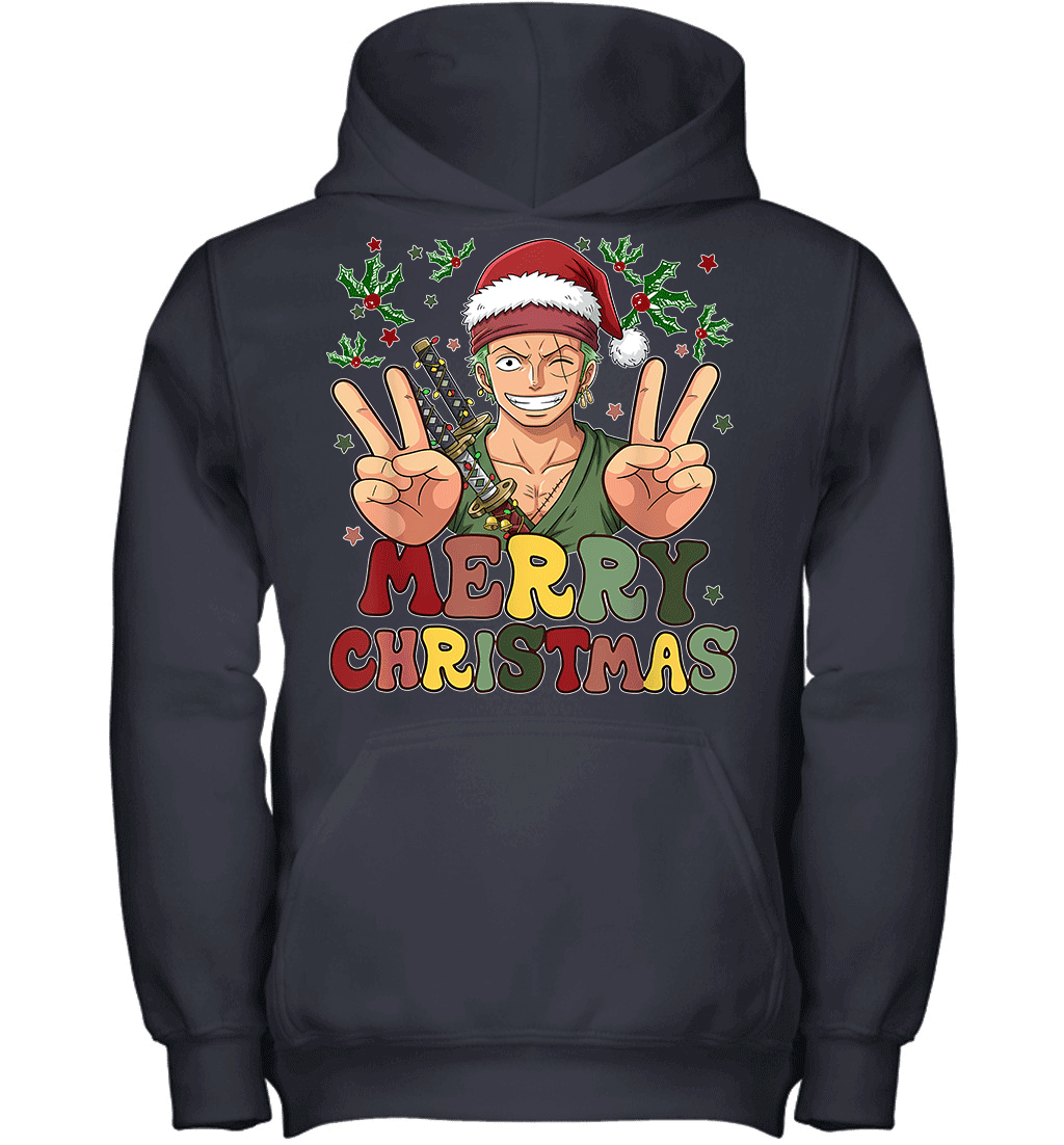 One Piece Zoro Christmas Funny Santa Style Graphic T-shirt