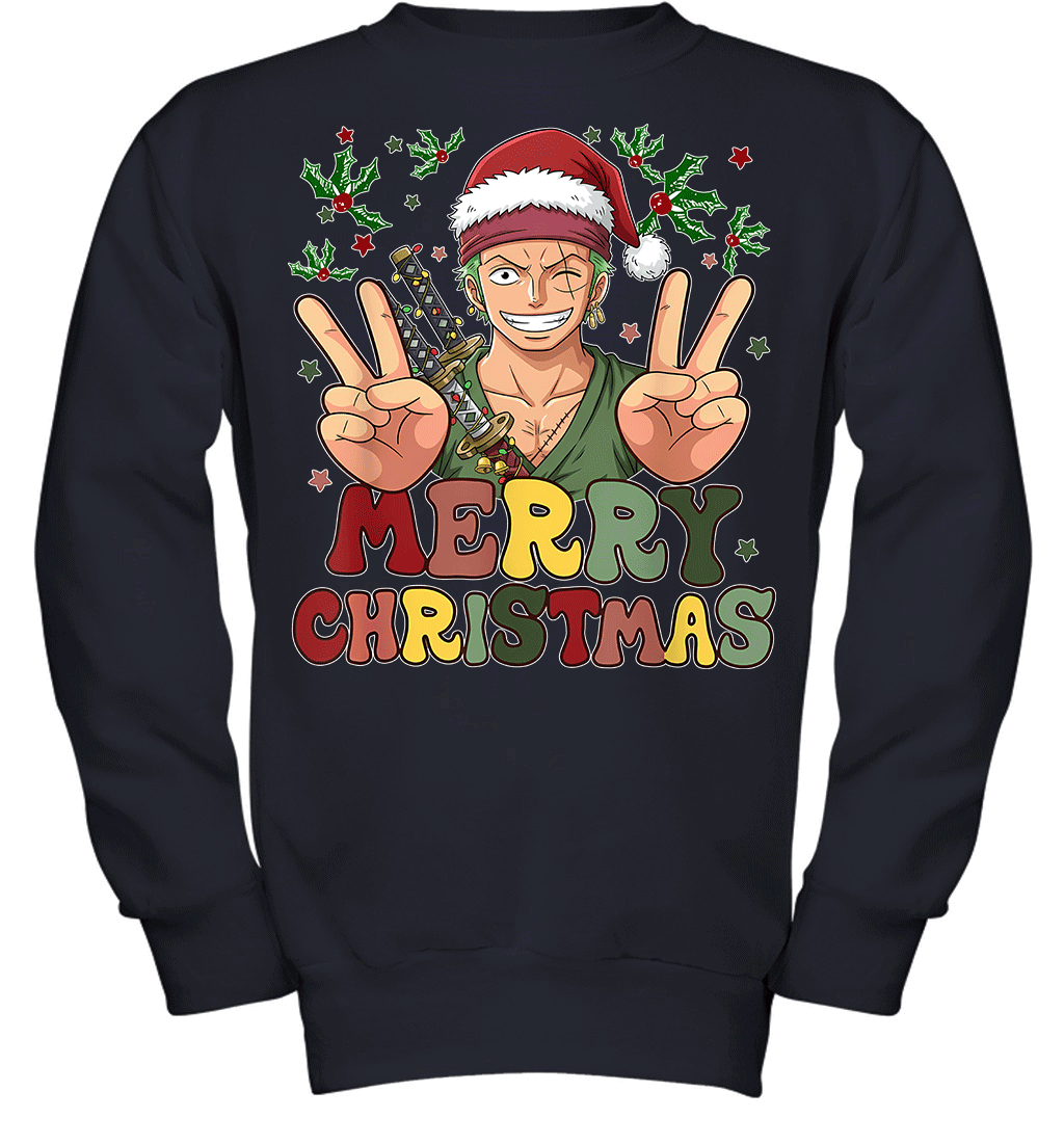 One Piece Zoro Christmas Funny Santa Style Graphic T-shirt