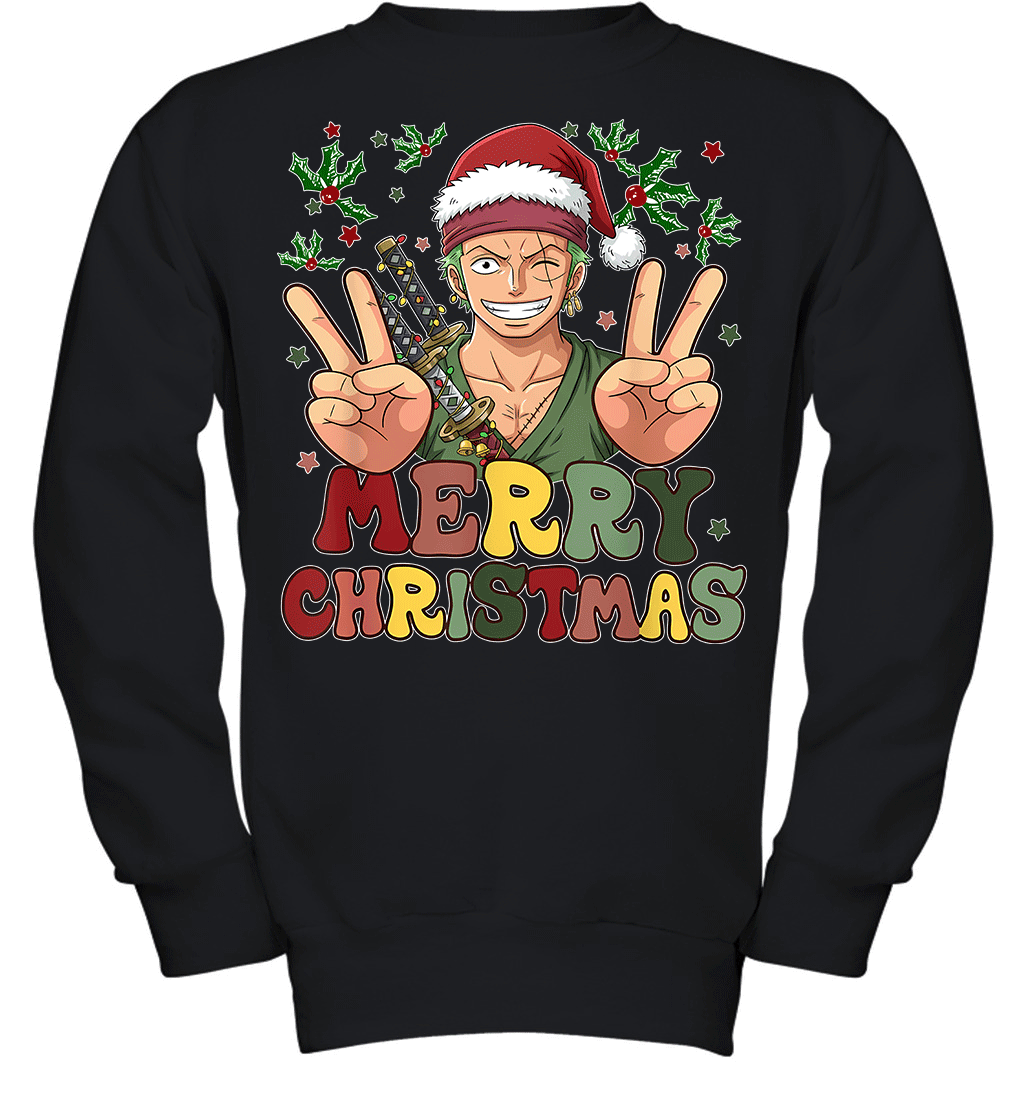One Piece Zoro Christmas Funny Santa Style Graphic T-shirt